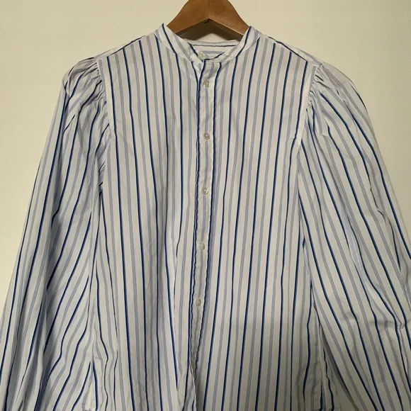 Women Polo Ralph Lauren Cotton striped shirt with Buffon sleeves size 2 - Picture 4 of 7